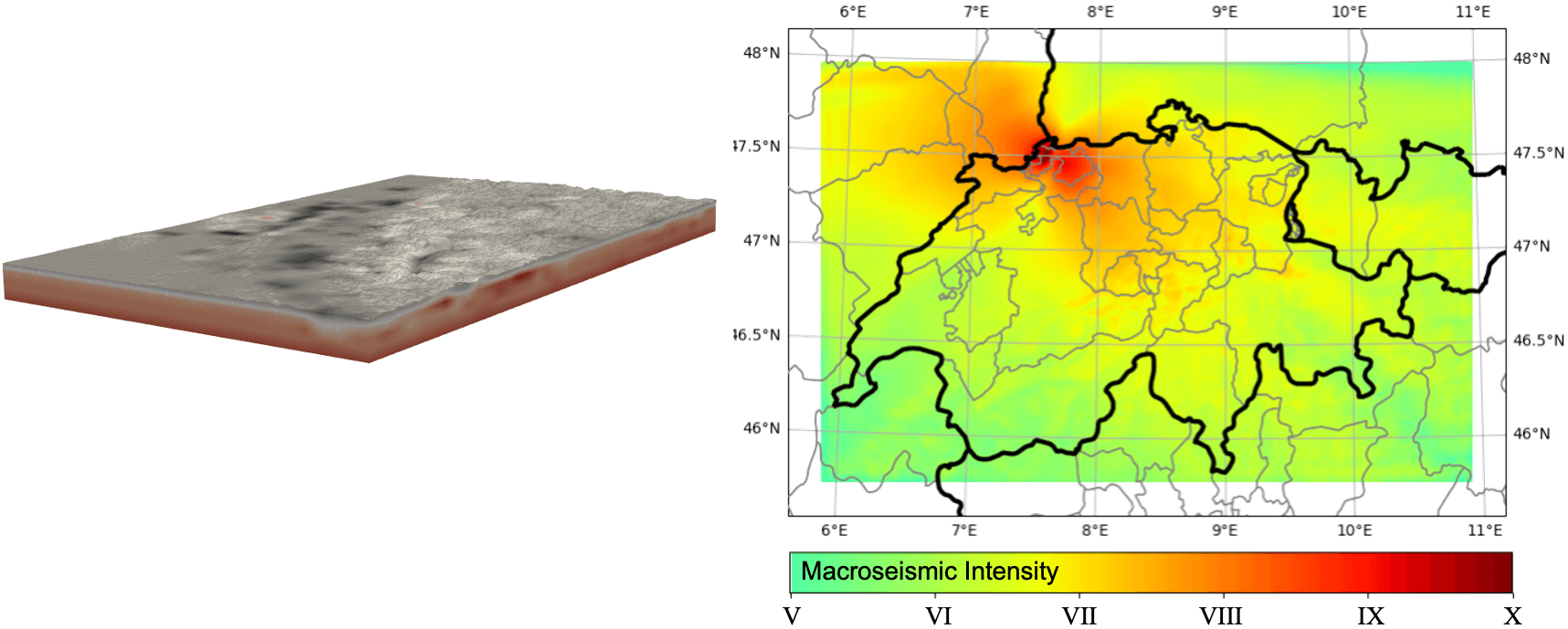 Macroseismic intensity with topography and realistic velocity model