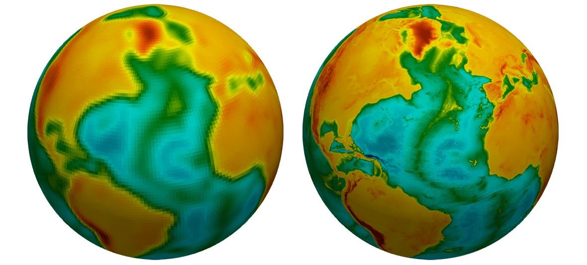 Salvus supports global-scale topographic models with variety of resolutions