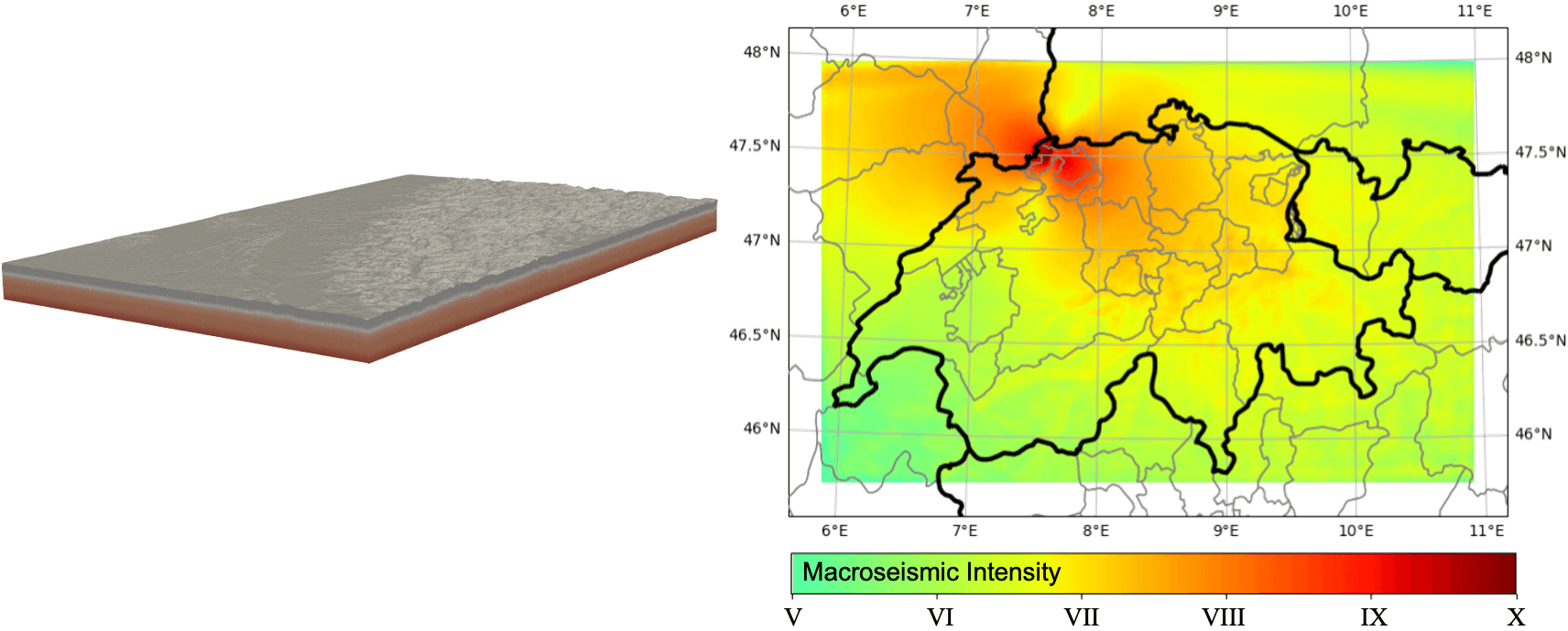 Macroseismic intensity with topography