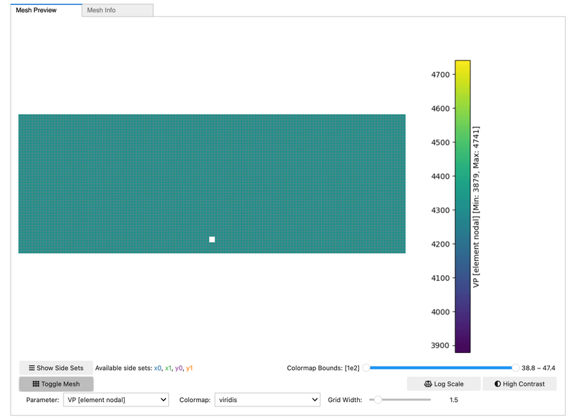 The numerical mesh of the simulation.